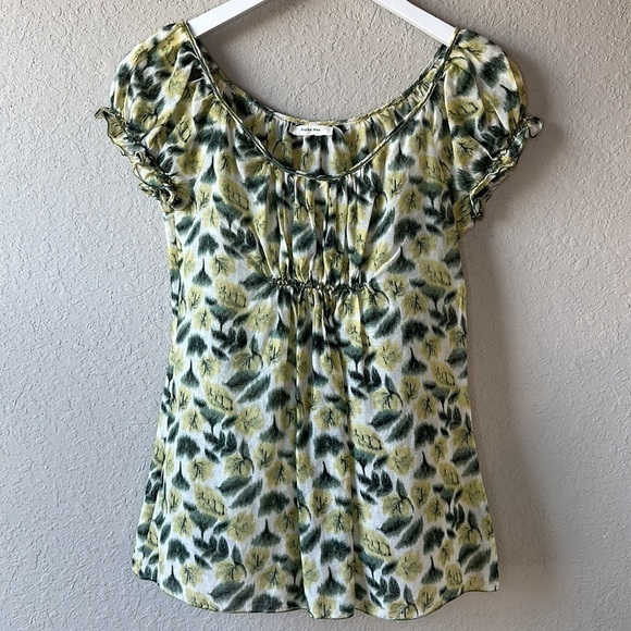 Sophie Max Leaf Print Short Sleeve Top - Picture 1 of 13